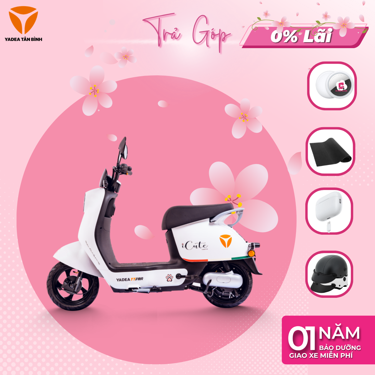 Xe Máy Điện YADEA ICUTE - 80KM 1 Lần Sạc