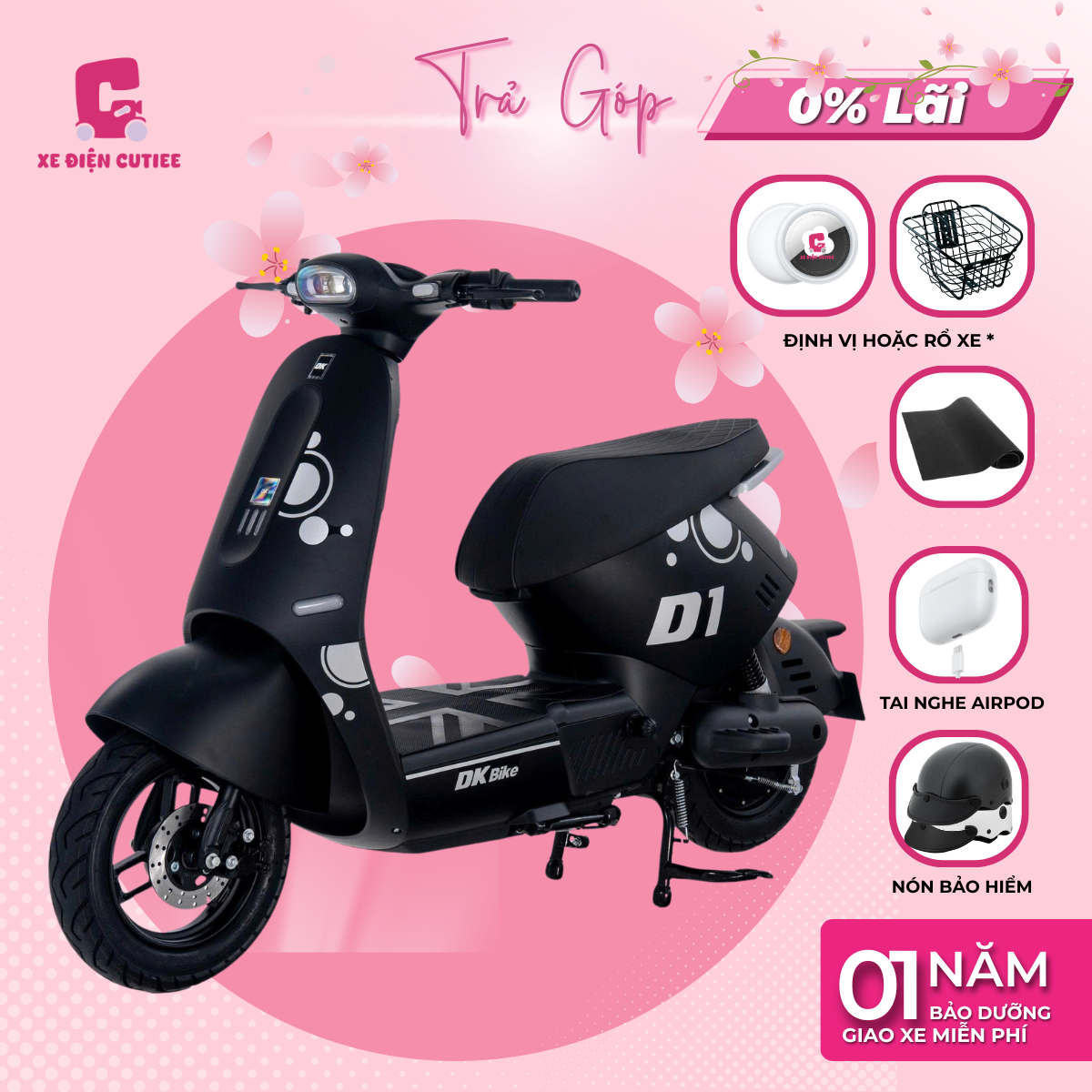 Xe Điện DK D1 - Có bàn đạp - Chính Hãng DK BIKE - Xe Điện Cutiee