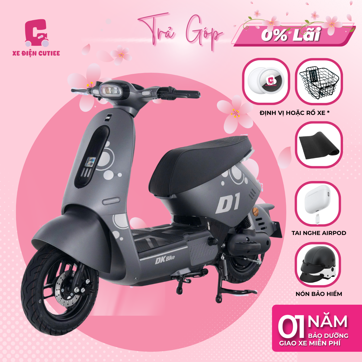 Xe Điện DK D1 - Có bàn đạp - Chính Hãng DK BIKE - Xe Điện Cutiee