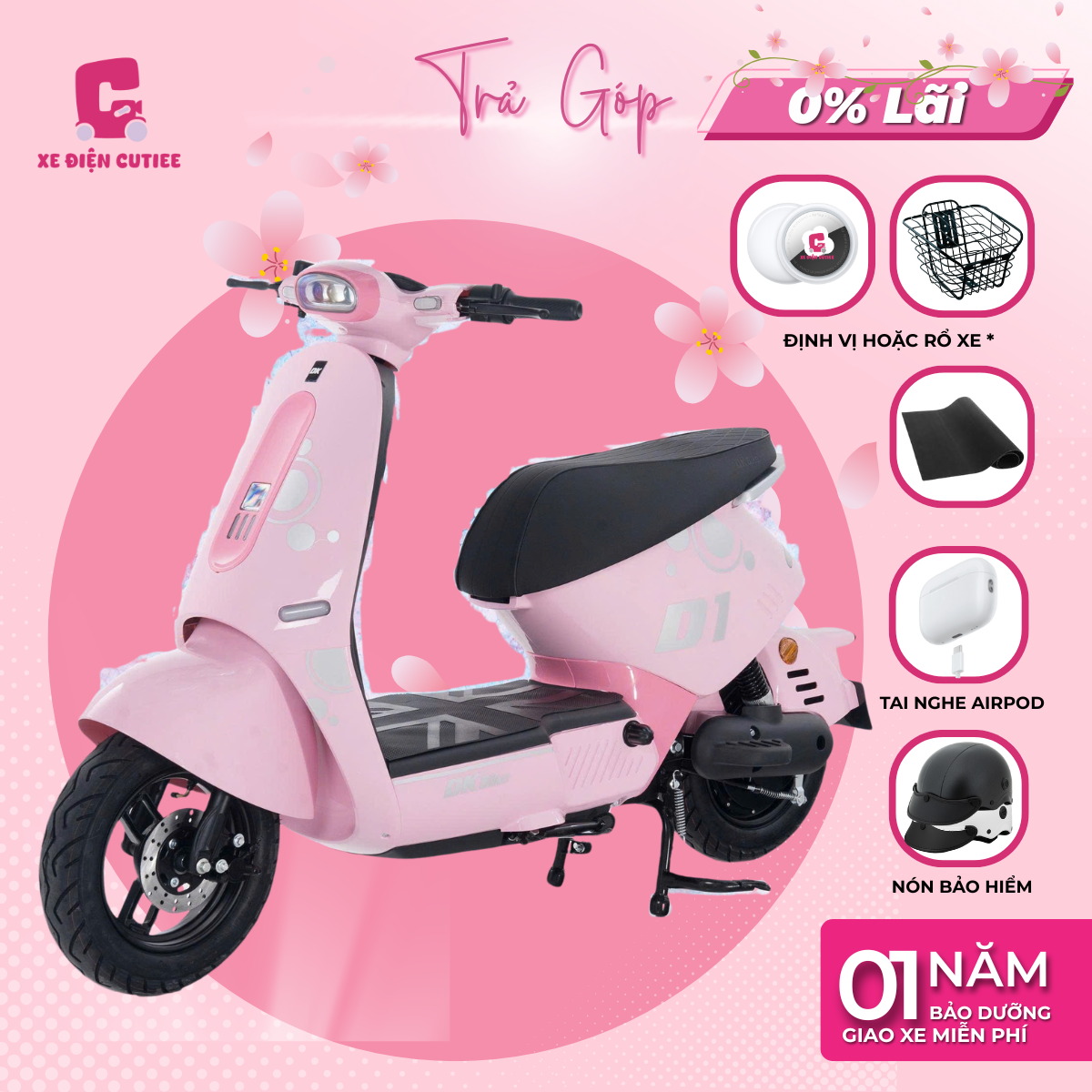 Xe Điện DK D1 - Có bàn đạp - Chính Hãng DK BIKE - Xe Điện Cutiee
