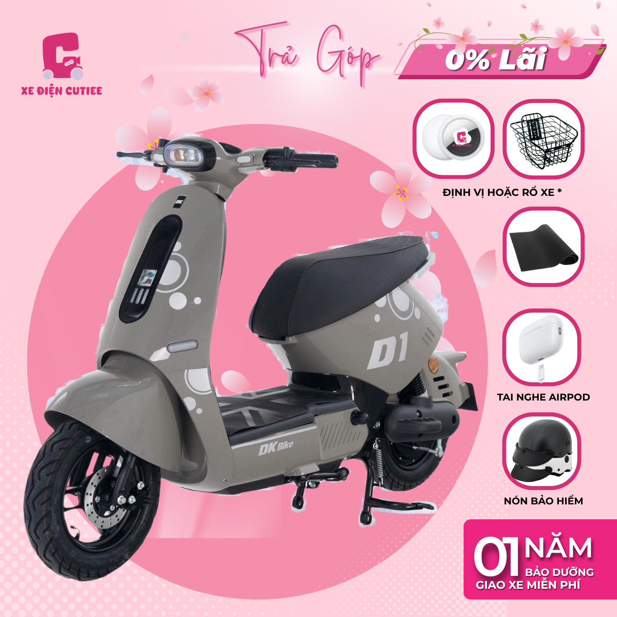 Xe Điện DK D1 - Có bàn đạp - Chính Hãng DK BIKE - Xe Điện Cutiee