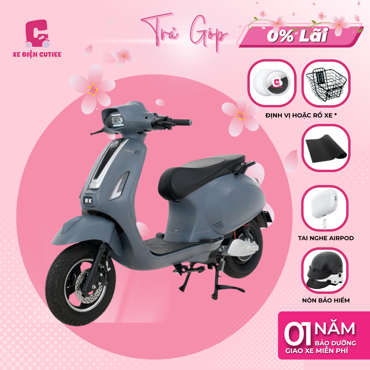Xe Điện DK ROMA GT - Chính Hãng DK BIKE - Xe Điện Cutiee