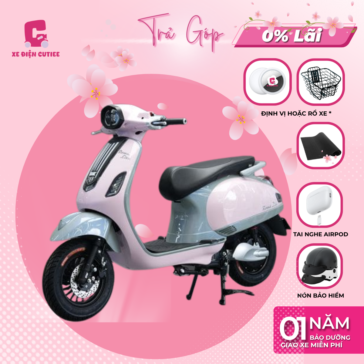 Xe Điện DK ROMA LITES 50CC - Chính Hãng DK BIKE - Xe Điện Cutiee