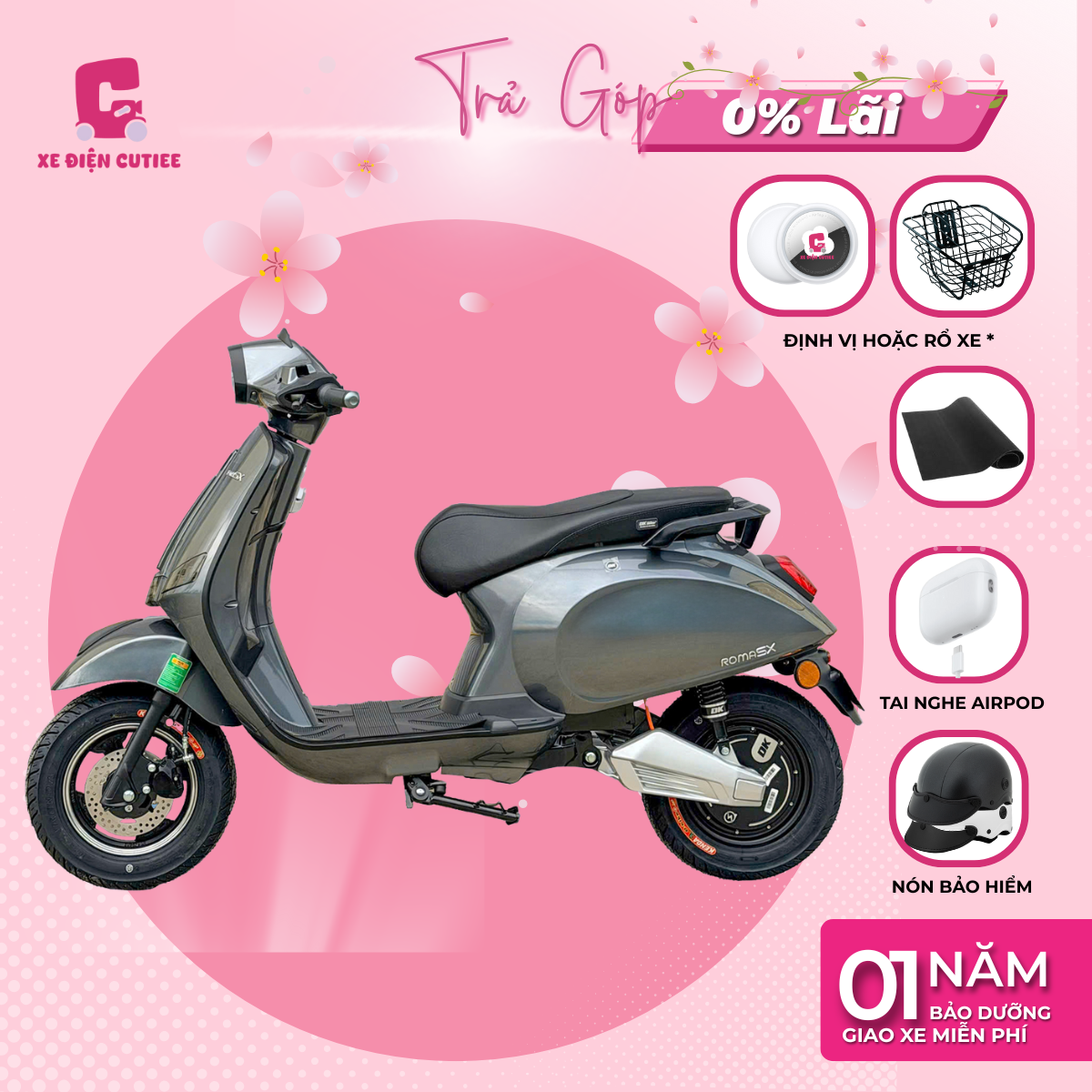 Xe Điện DK ROMA SX V2 - Có bàn đạp - Chính Hãng DK BIKE - Xe Điện Cutiee