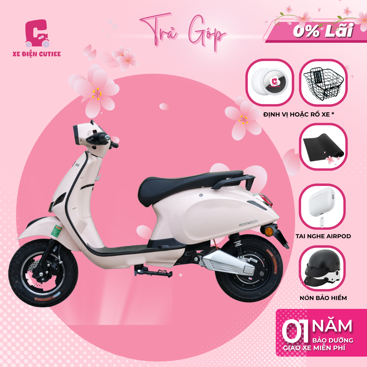 Xe Điện DK ROMA SX V2 - Có bàn đạp - Chính Hãng DK BIKE - Xe Điện Cutiee