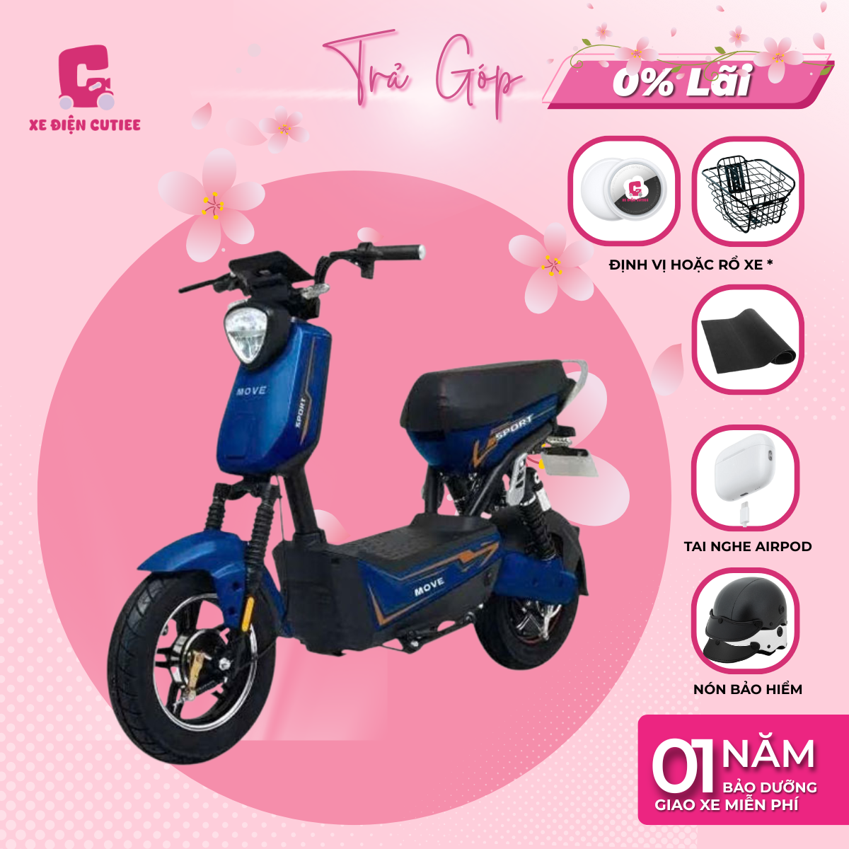 Xe Điện Move Sport Purple - Có bàn đạp - Chính Hãng Move - Xe Điện Cutiee