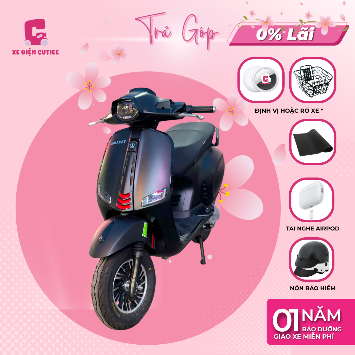 Xe Máy Điện Takumi Crowns - 3 Nấc Số Ga - Xediencutiee