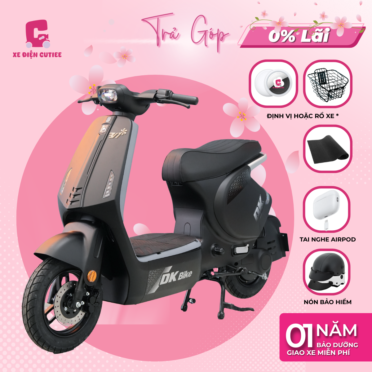 Xe Điện DK V2 - Có bàn đạp - Chính Hãng DK BIKE - Xe Điện Cutiee