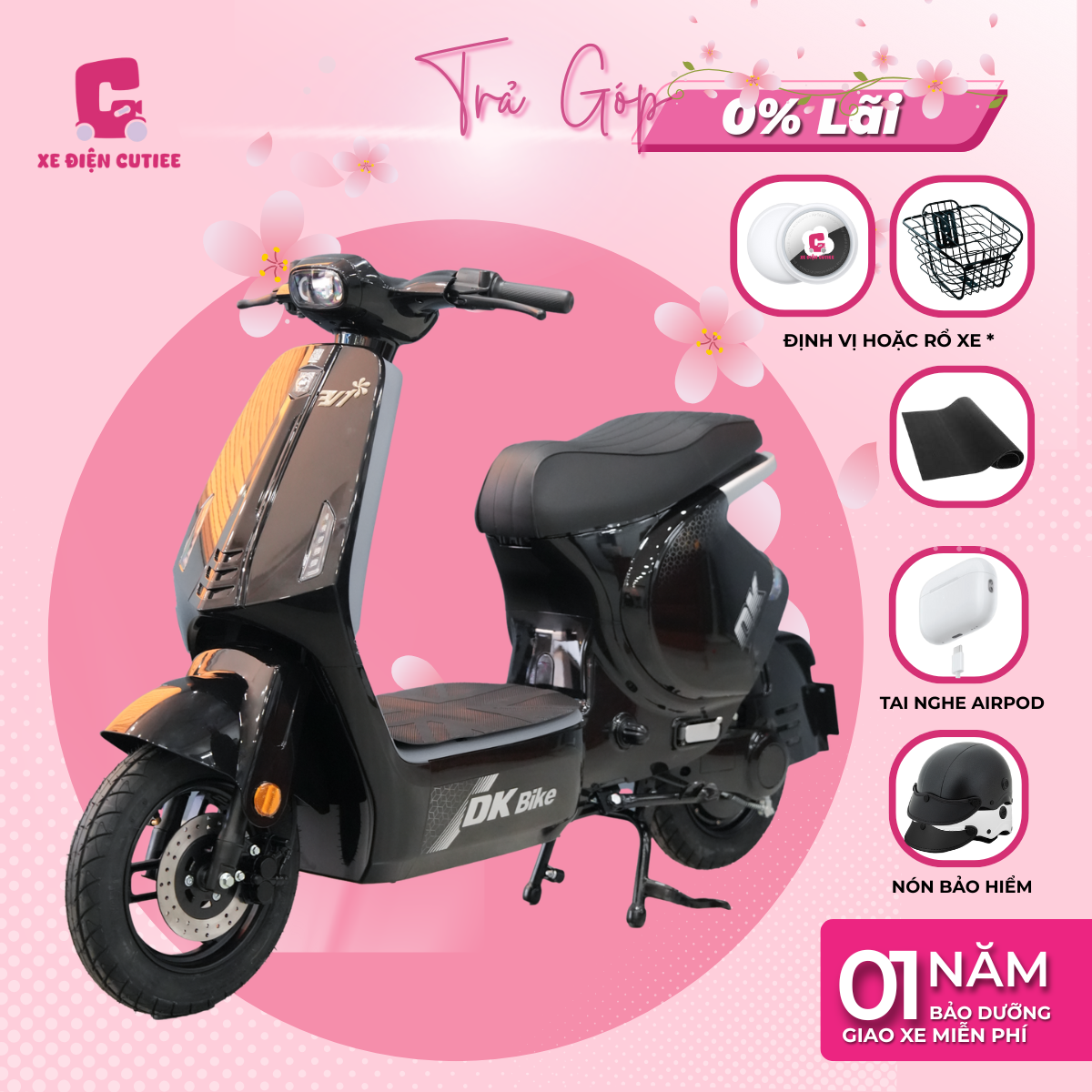 Xe Điện DK V2 - Có bàn đạp - Chính Hãng DK BIKE - Xe Điện Cutiee