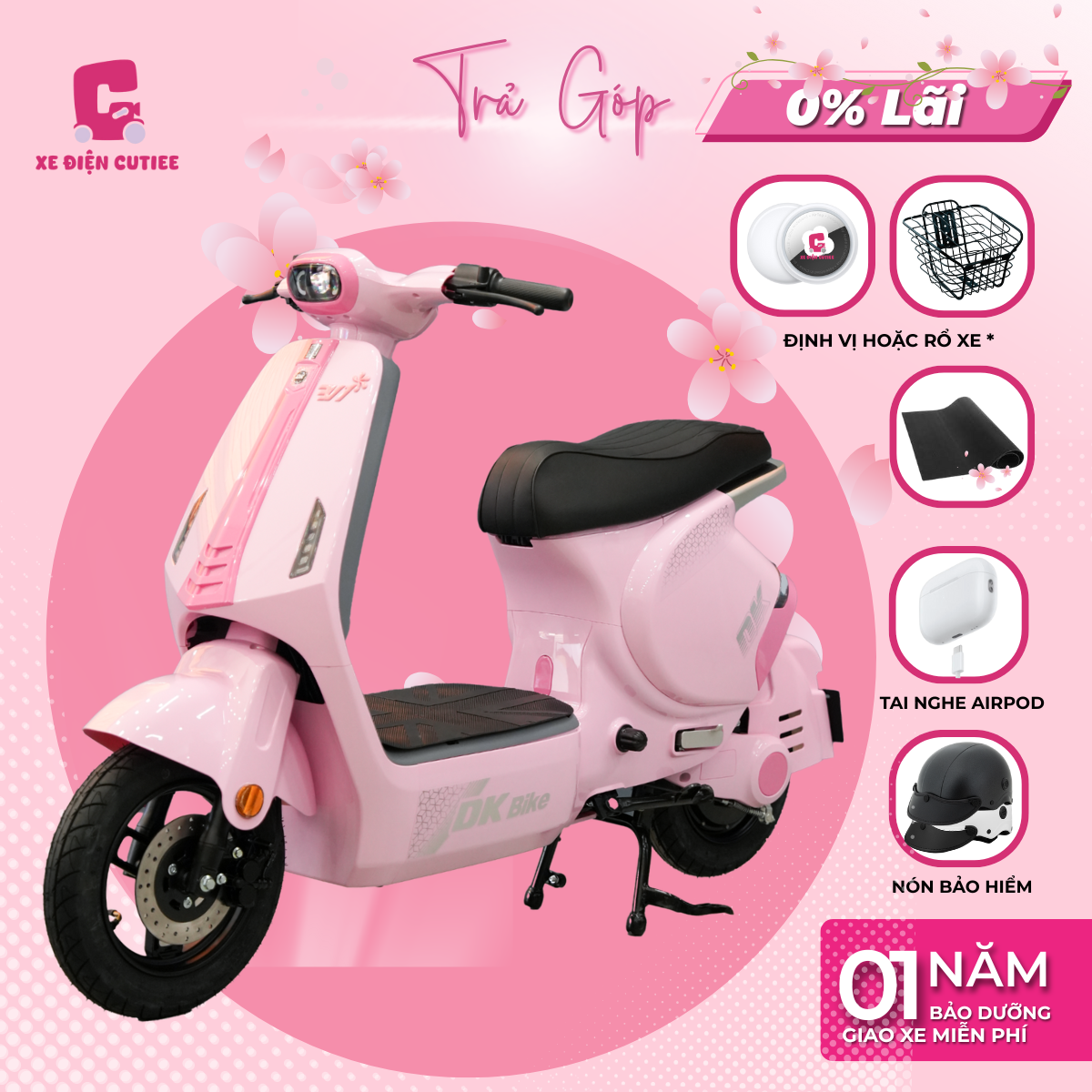Xe Điện DK V2 - Có bàn đạp - Chính Hãng DK BIKE - Xe Điện Cutiee