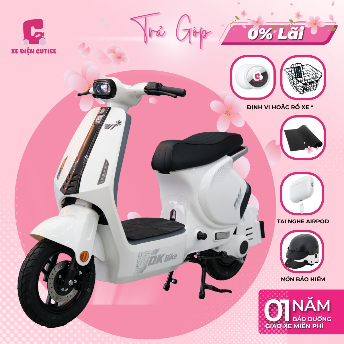 Xe Điện DK V2 - Có bàn đạp - Chính Hãng DK BIKE - Xe Điện Cutiee