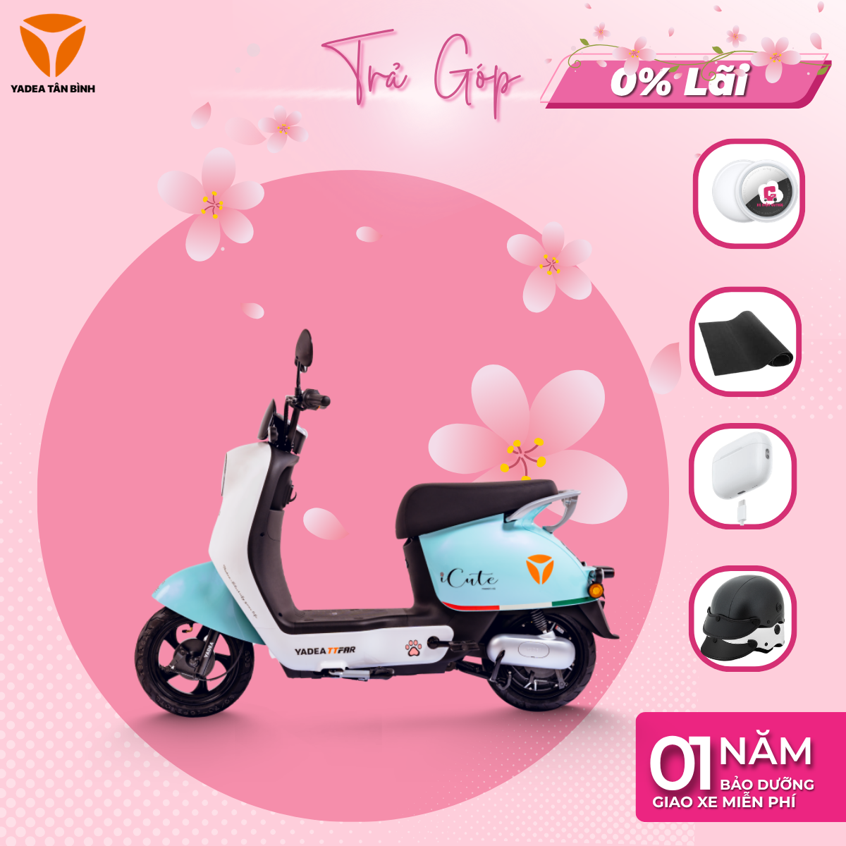 Xe Máy Điện YADEA ICUTE - 80KM 1 Lần Sạc