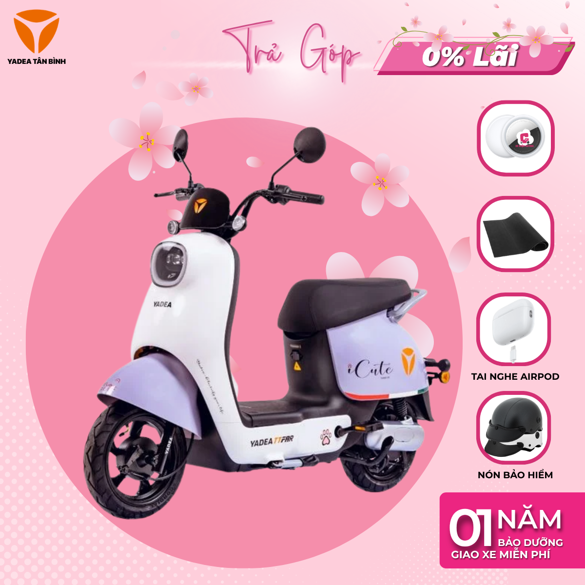Xe Máy Điện YADEA ICUTE - 80KM 1 Lần Sạc