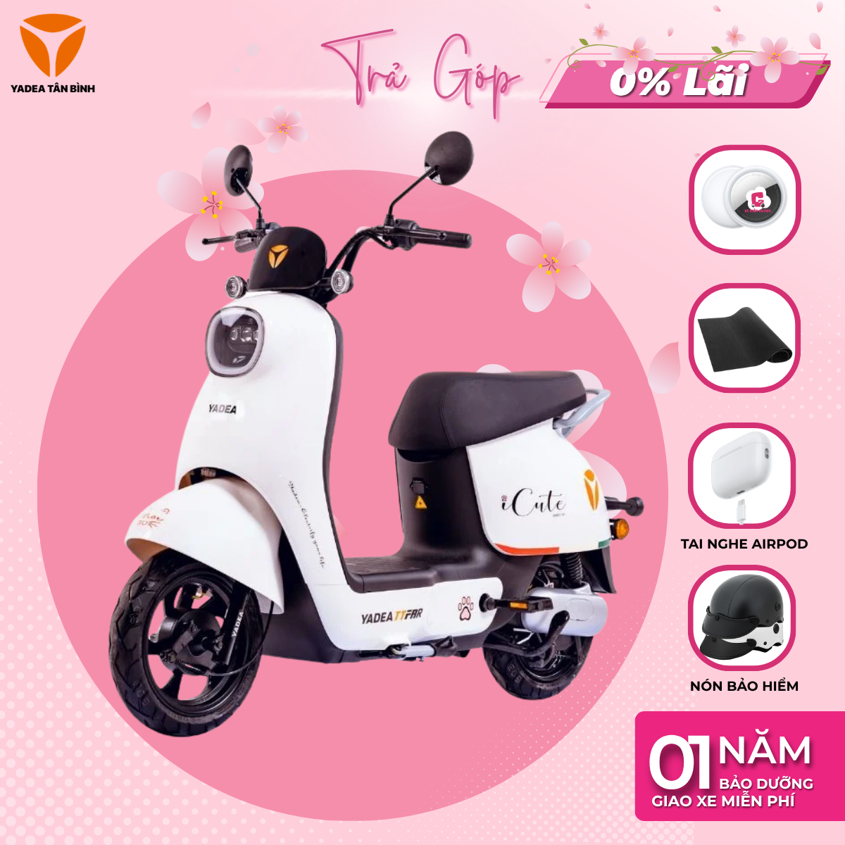 Xe Máy Điện YADEA ICUTE - 80KM 1 Lần Sạc