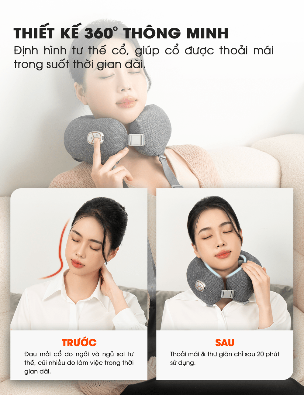 Gối Massage Cổ Chữ U Ajido Ineck N3 Pro