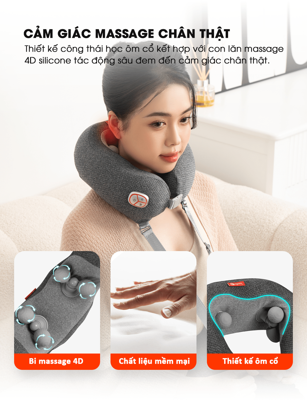 Gối Massage Cổ Chữ U Ajido Ineck N3 Pro
