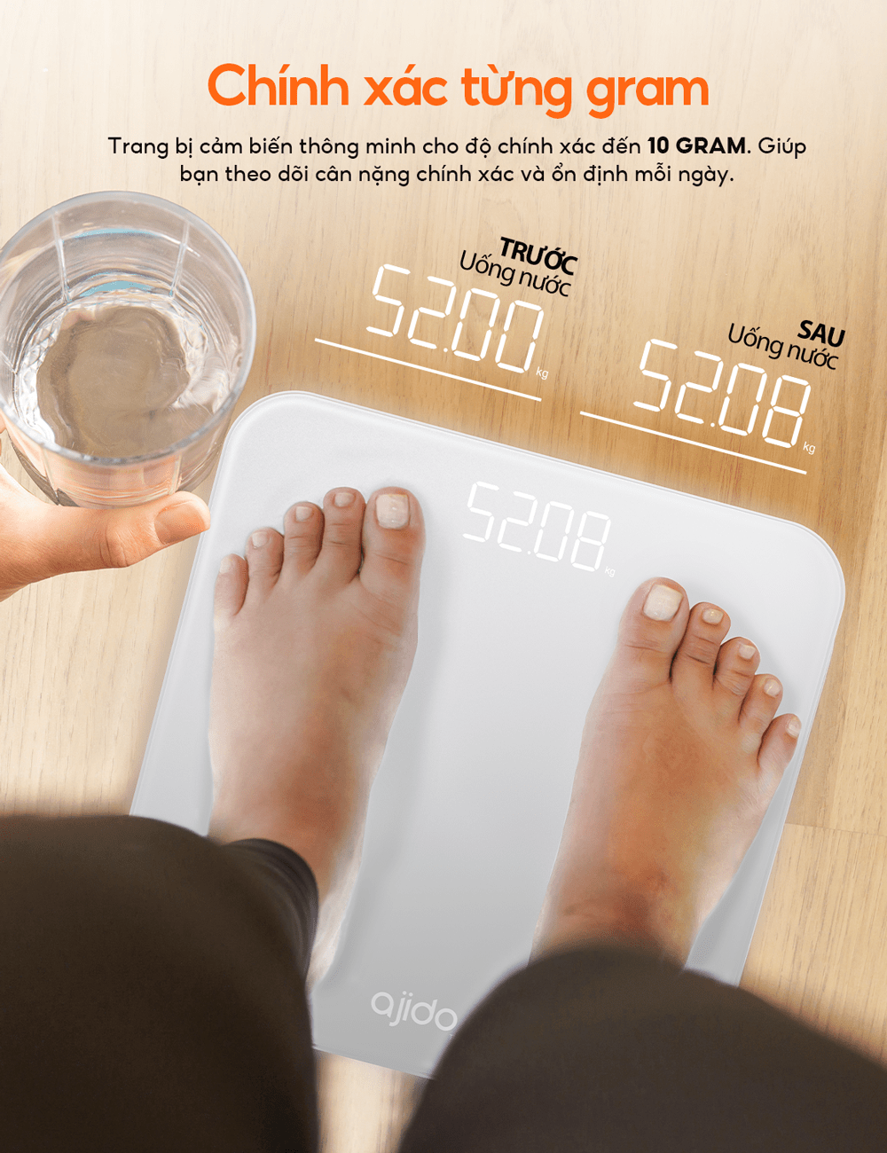 Cân điện tử sức khỏe đo cân nặng Ajido S1 Lite