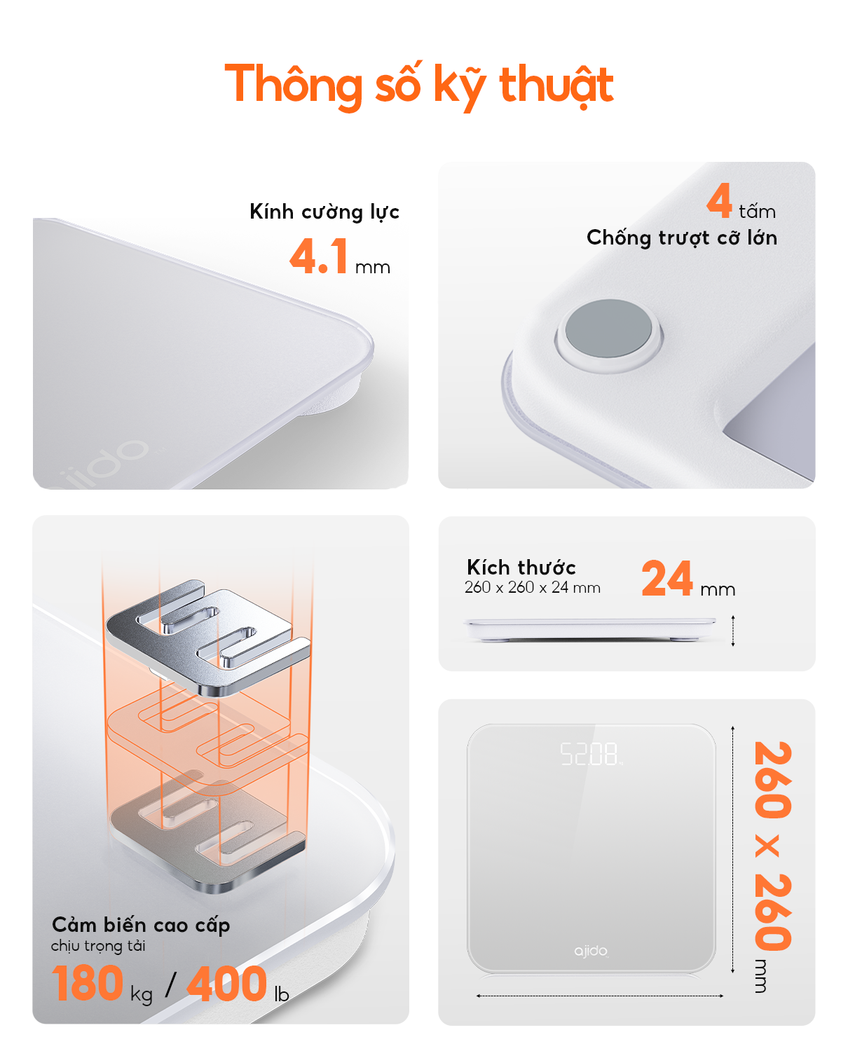 Cân điện tử sức khỏe đo cân nặng Ajido S1 Lite