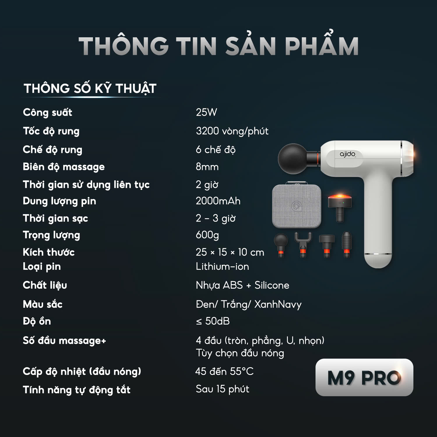 Máy Massage Cầm Tay AJIDO AJ - M9 Pro