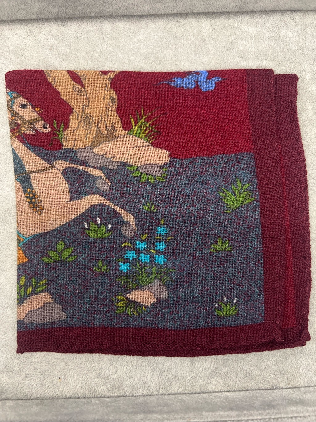 Dark Maroon Faris Wool Pocket Square