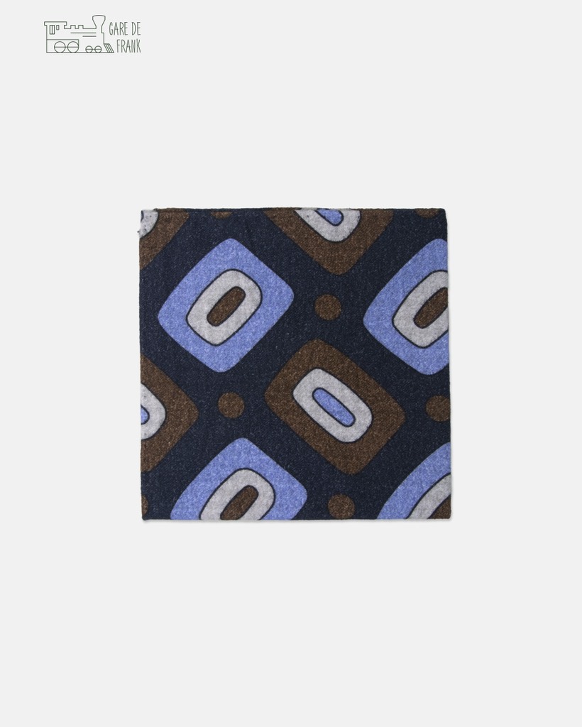 Navy/Brown Cashmere Feel Cotton Pocket Square