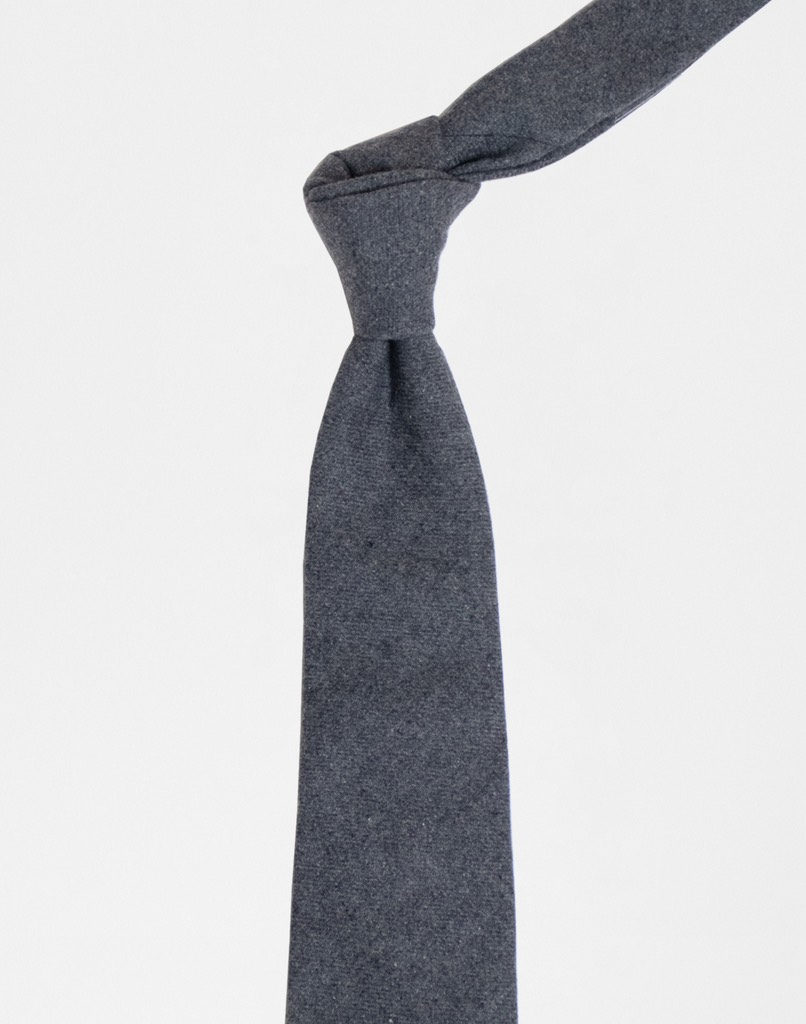 Wool Tie in Grey Flannel