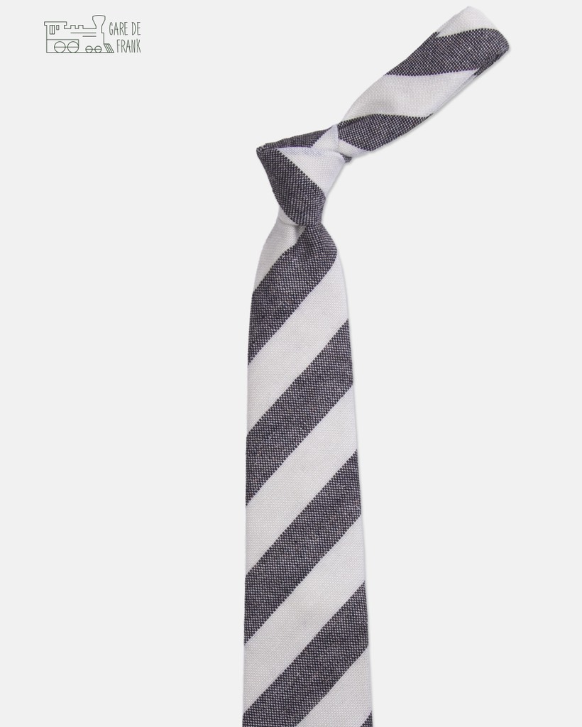 Brown/Ivory Block Stripe Wool Tie
