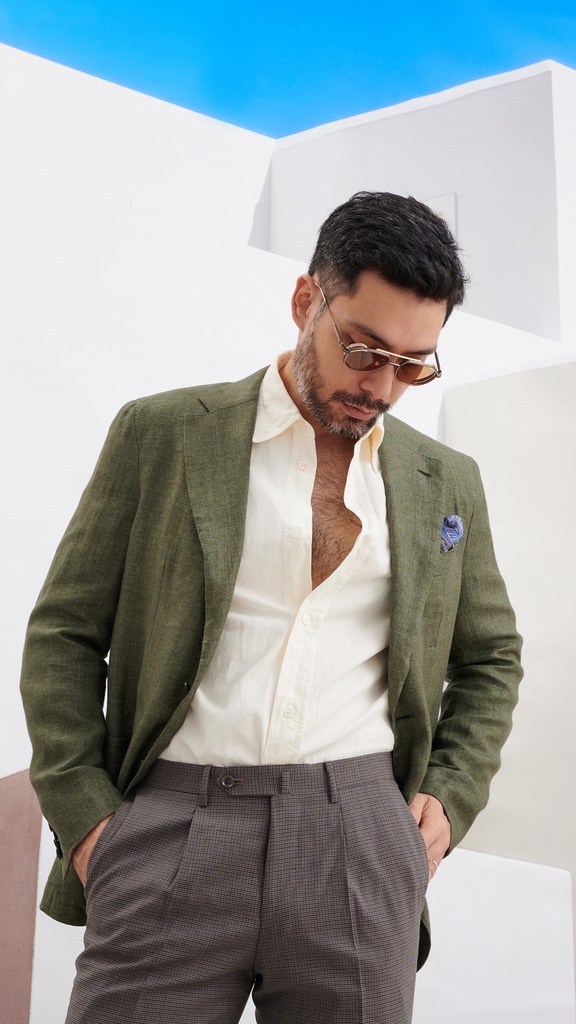 Aida Moss Green Linen Sport Jacket