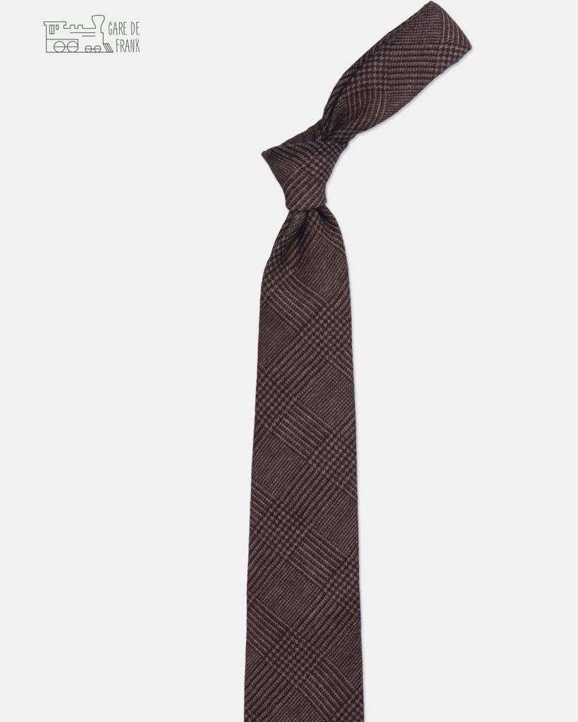 Mocha Glencheck Wool Tie