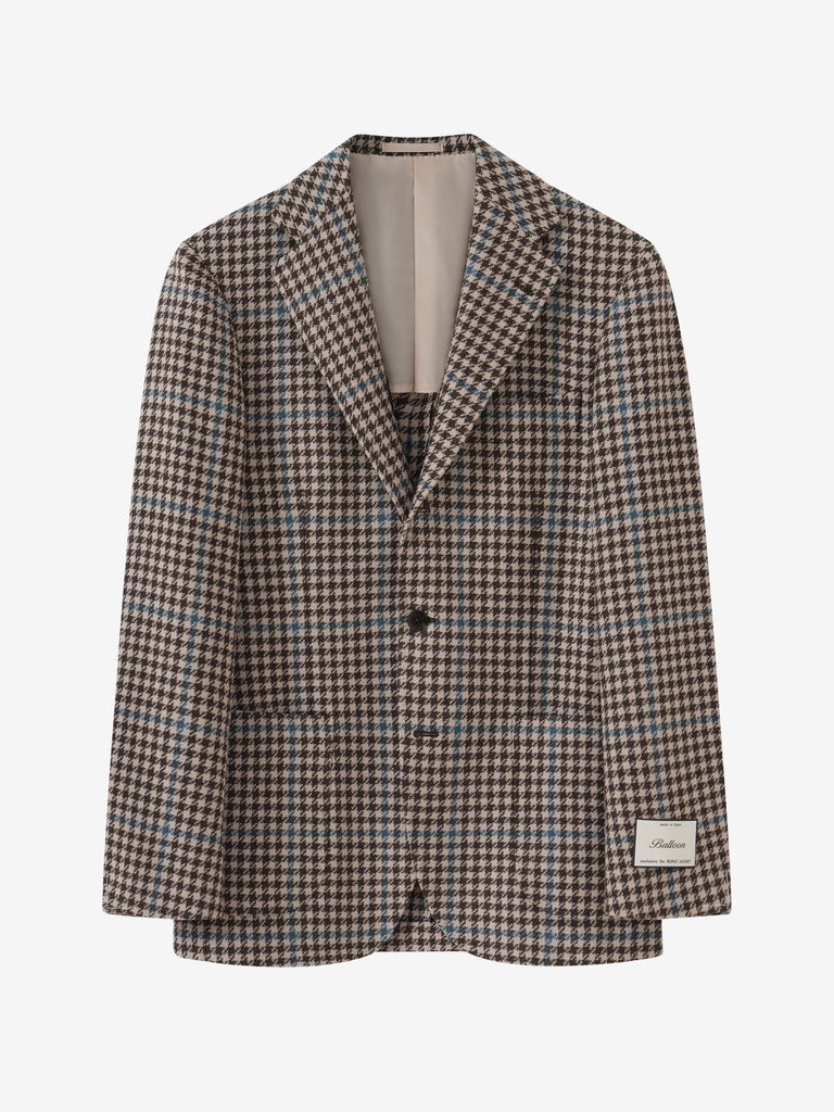Beige Guncheck Tweed Balloon SB Jacket 09F