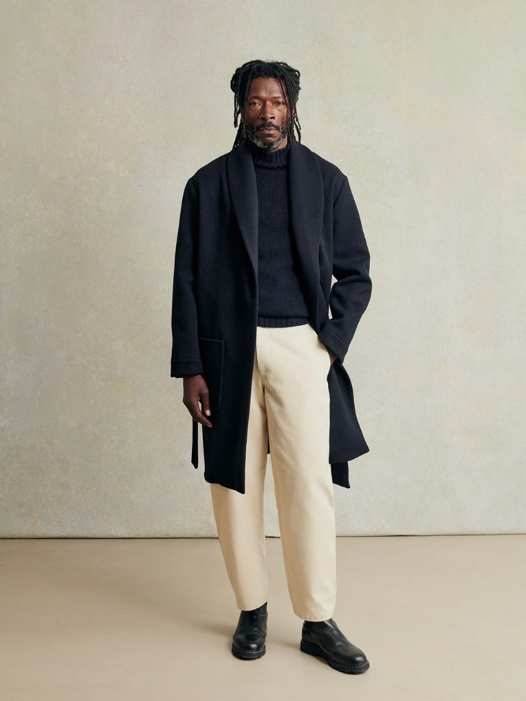 Navy Austrian Wool Cardigan Coat