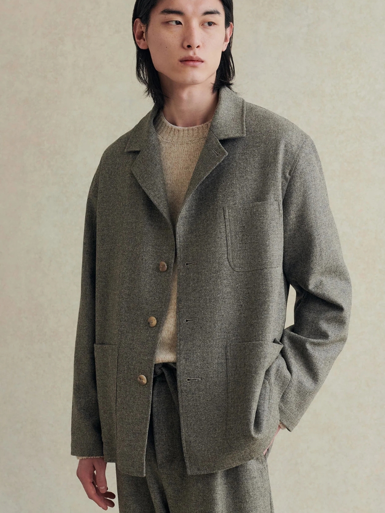 Fontainebleau Grey Merino Lambswool Traveler Jacket