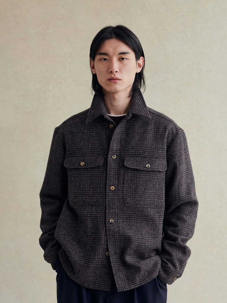Grey & Brown POW Holm Tweed Overshirt