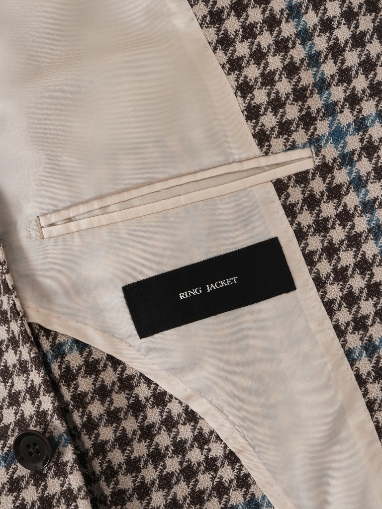 Beige Guncheck Tweed Balloon SB Jacket 09F
