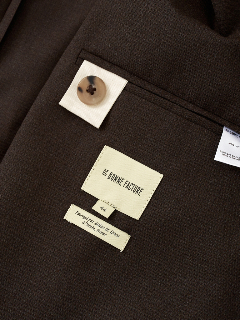 Bark Brown Cold Wool Double-Breasted Jacket