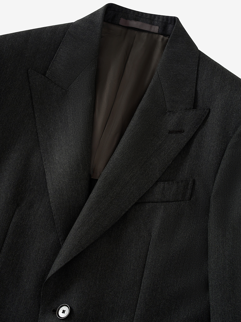 Norma Peak Lapel Grey Herringbone Suit