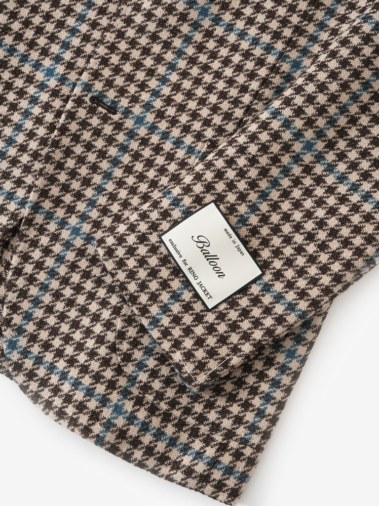 Beige Guncheck Tweed Balloon SB Jacket 09F