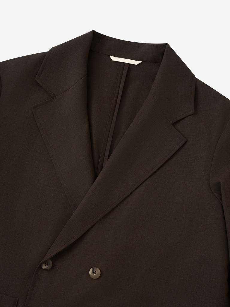 Bark Brown Cold Wool Double-Breasted Jacket