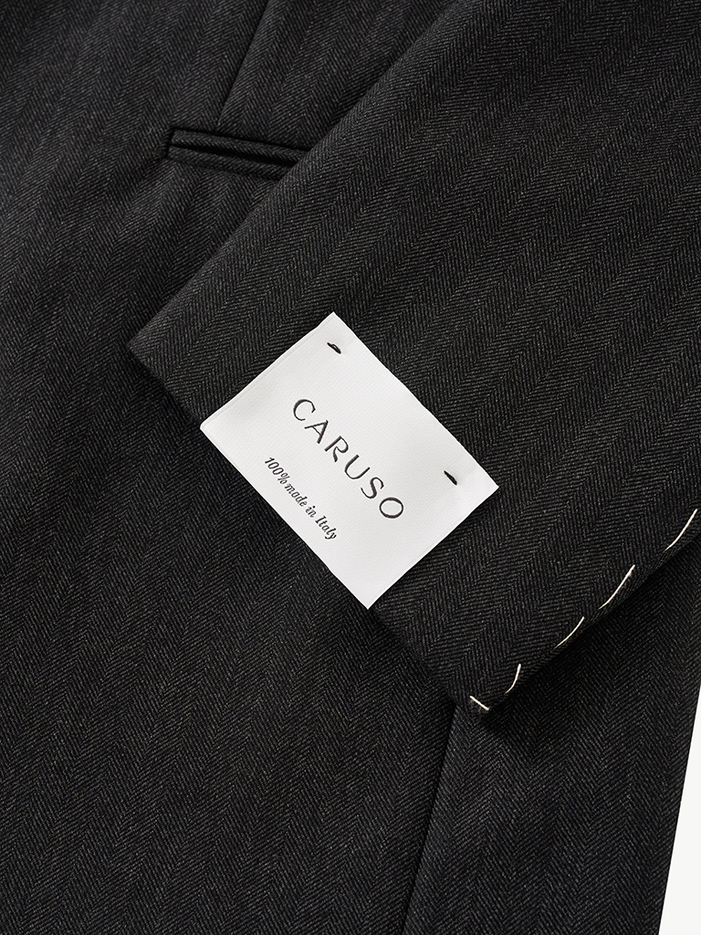 Norma Peak Lapel Grey Herringbone Suit