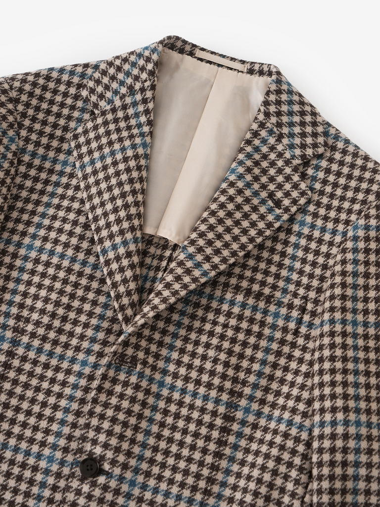 Beige Guncheck Tweed Balloon SB Jacket 09F
