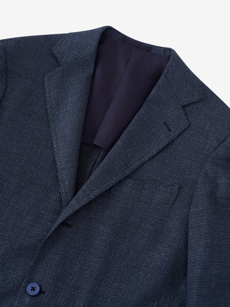 Indigo Blue Wool/Silk/Linen 'Balloon' Blazer 04D