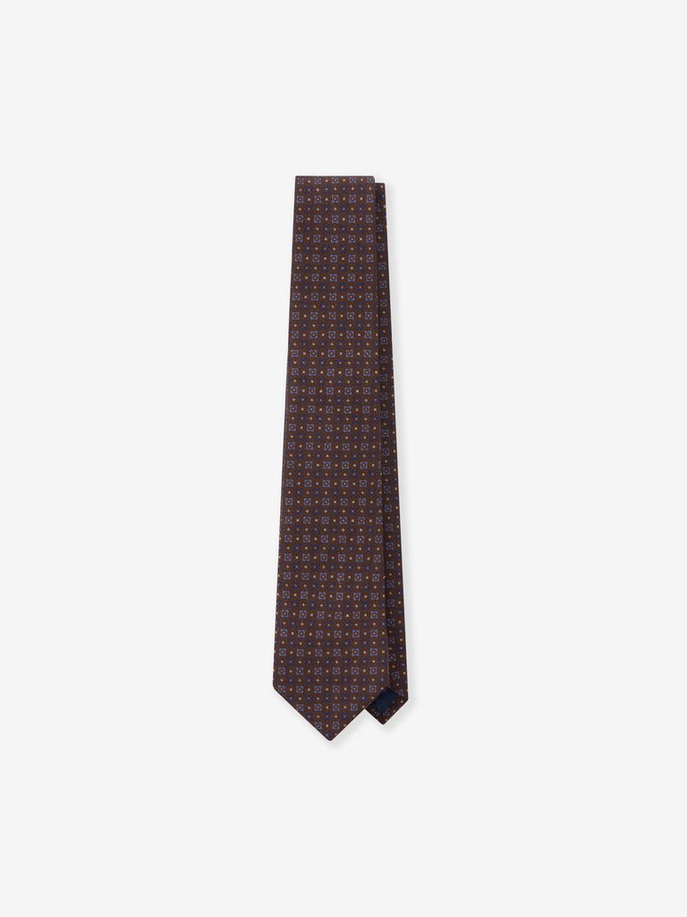 Caramel Brown Square Medallion Wool Tie