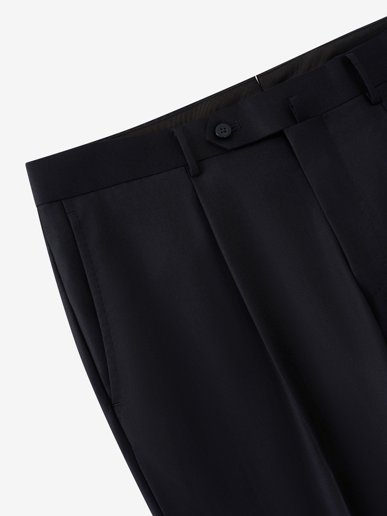 Simone Dark Navy Solid Suit in Loro Piana 'Australis' 27X