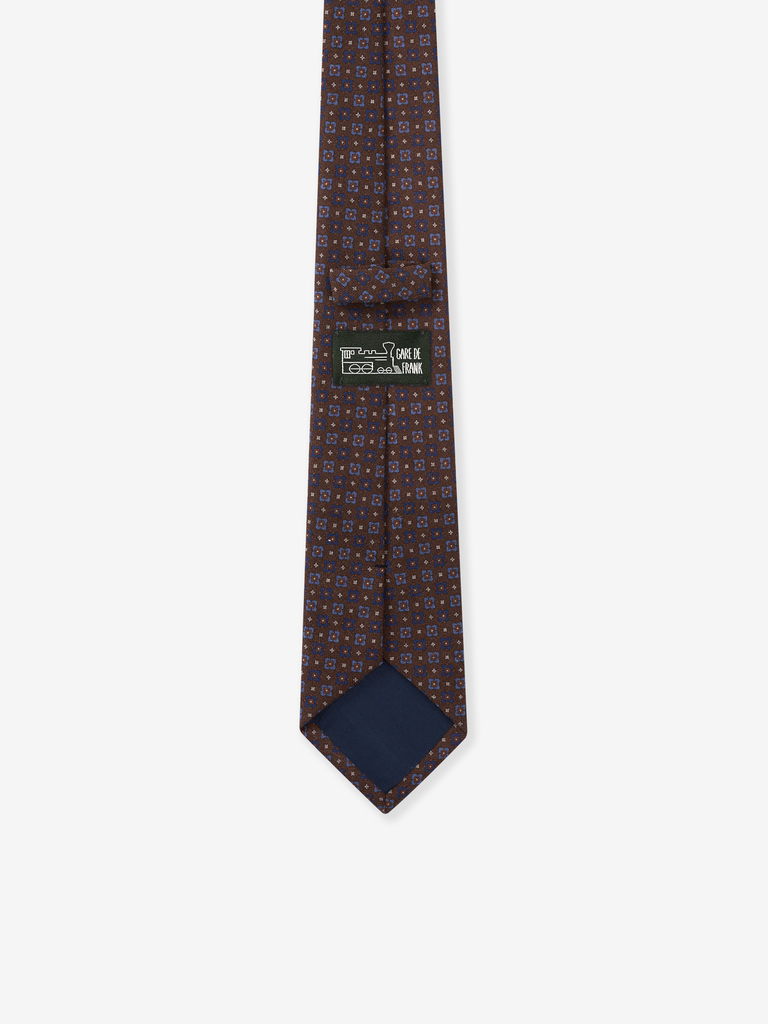 Caramel Brown Square Medallion Wool Tie