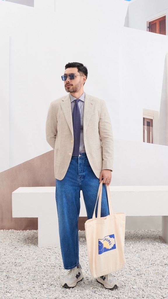 Aida Ivory Cotton/Linen/Wool Sport Jacket
