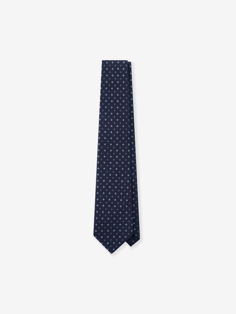Dark Navy Micro Clover Wool Tie