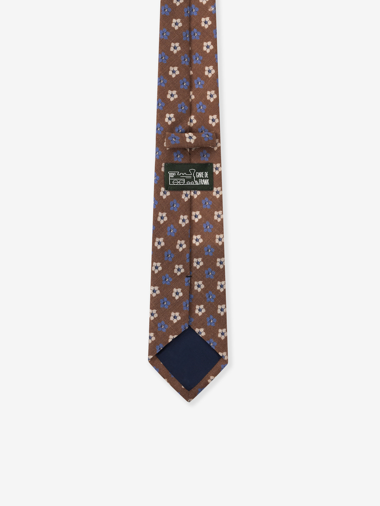 Almond Brown Hibiscus Wool Tie