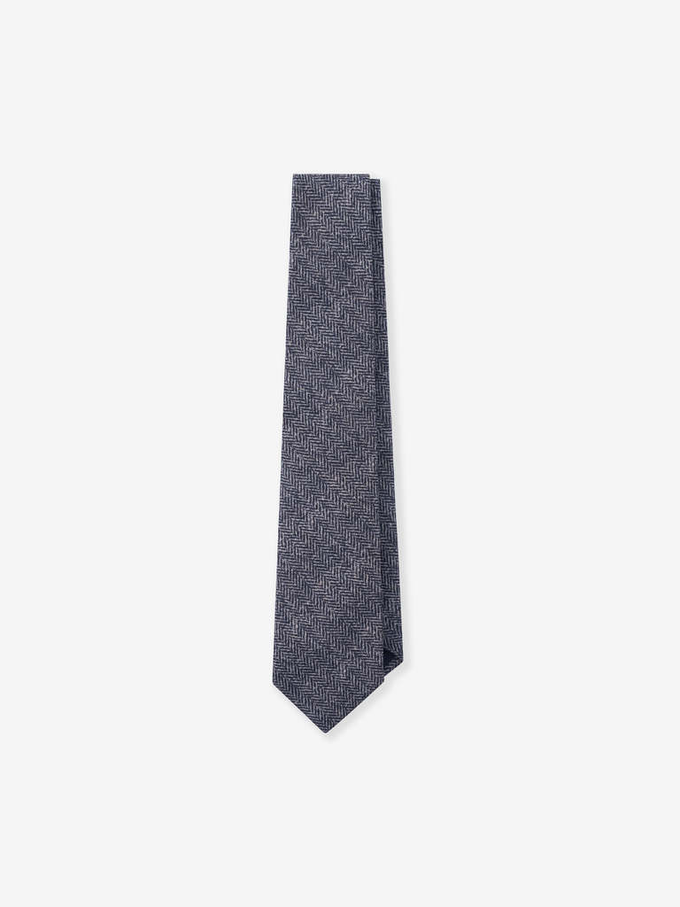 Grey/Navy Harringbone Wool Tie