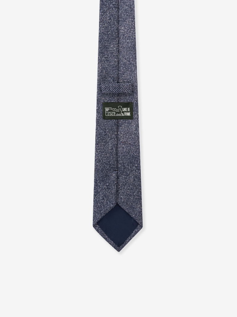 Grey/Navy Harringbone Wool Tie