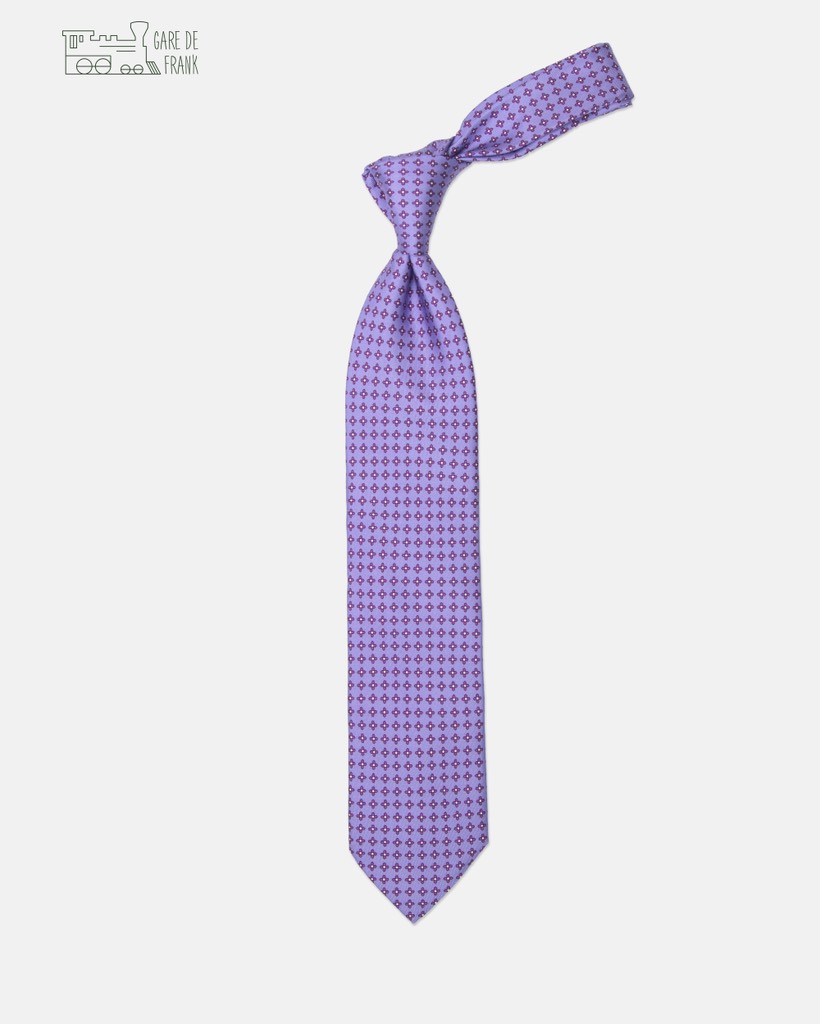 3-Fold Silk Tie In Lavender/Red Elica